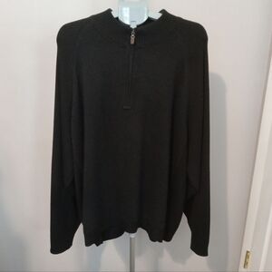 Tommy Bahama Mens XXL 100% Merino Wool Men's Black Half-Zip Sweater